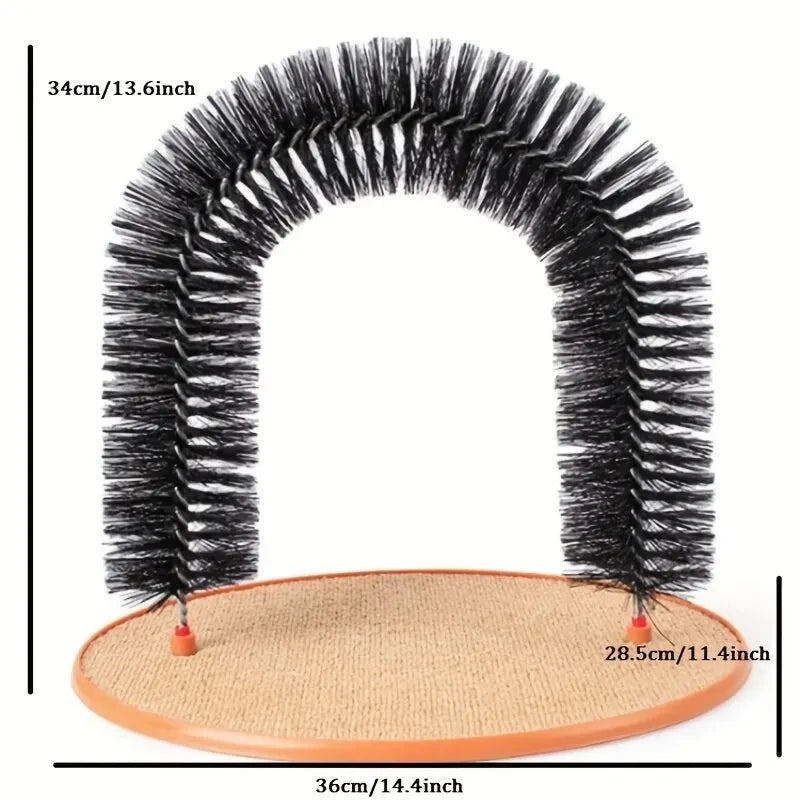 Cat Self-Grooming Arch Toy — Wooden Rubbing Brush for Cats