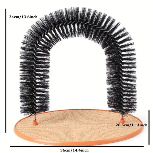 Cat Self-Grooming Arch Toy — Wooden Rubbing Brush for Cats
