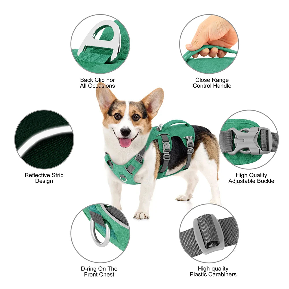 Escape-Proof Reflective Dog Harness with Handle — Adjustable Nylon for Small, Medium & Large Dogs