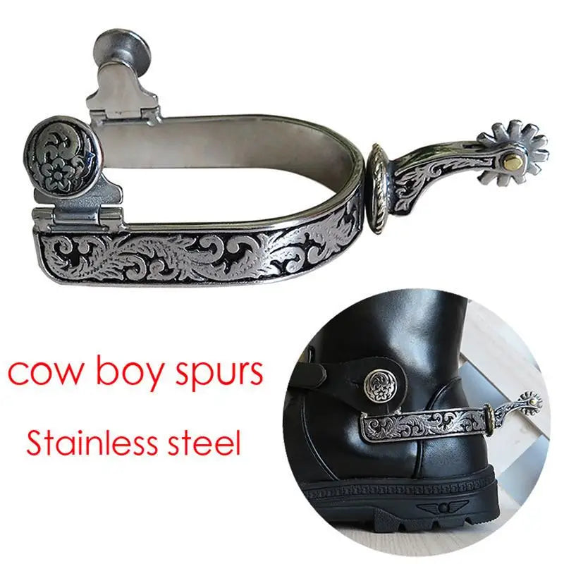 Western Cowboy Riding Spurs — Classic Roping Spurs with Gear for Boots