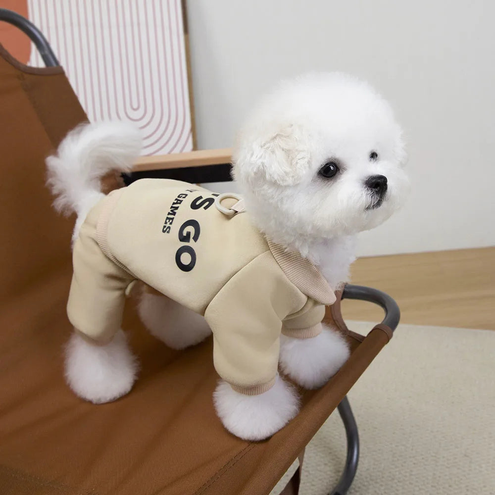4-Leg Dog Hoodie Jumpsuit — Fleece Pullover Sweatshirt for Small Dogs & Puppies, Autumn/Winter