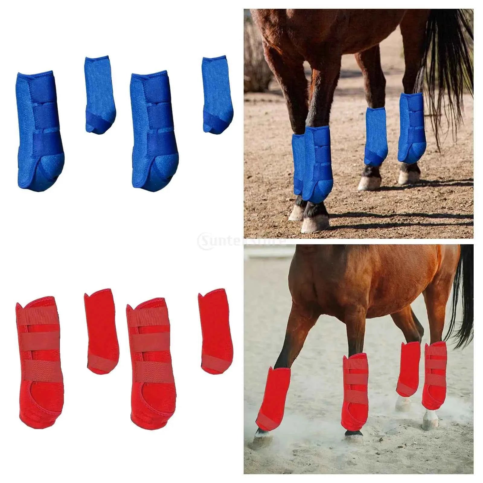 Horse Leg Wraps & Boots — Set of 4, Adjustable Neoprene Support