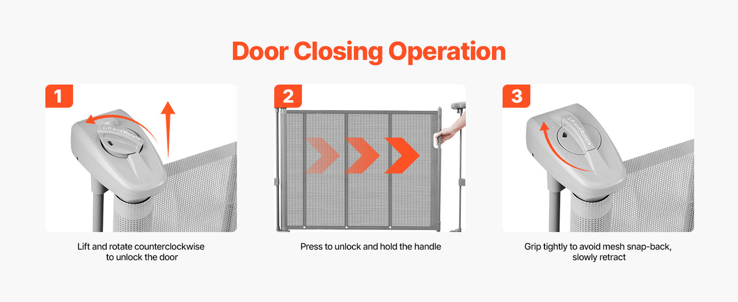 Retractable Pet Gate — Extends 55” to 110” Wide, 34” Tall, Easy to Install